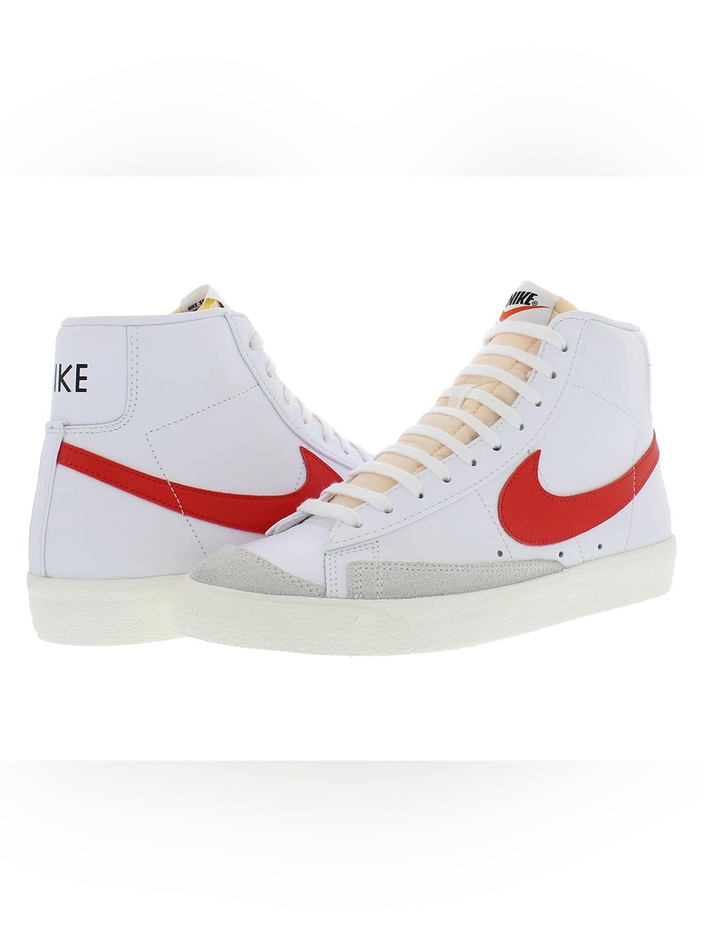 Nike Women's High-Top Sneakers White with Red Swoosh